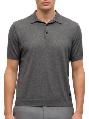 Men’s Slate Pima Cotton & Cashmere Polo Shirt – Luxury Short Sleeve